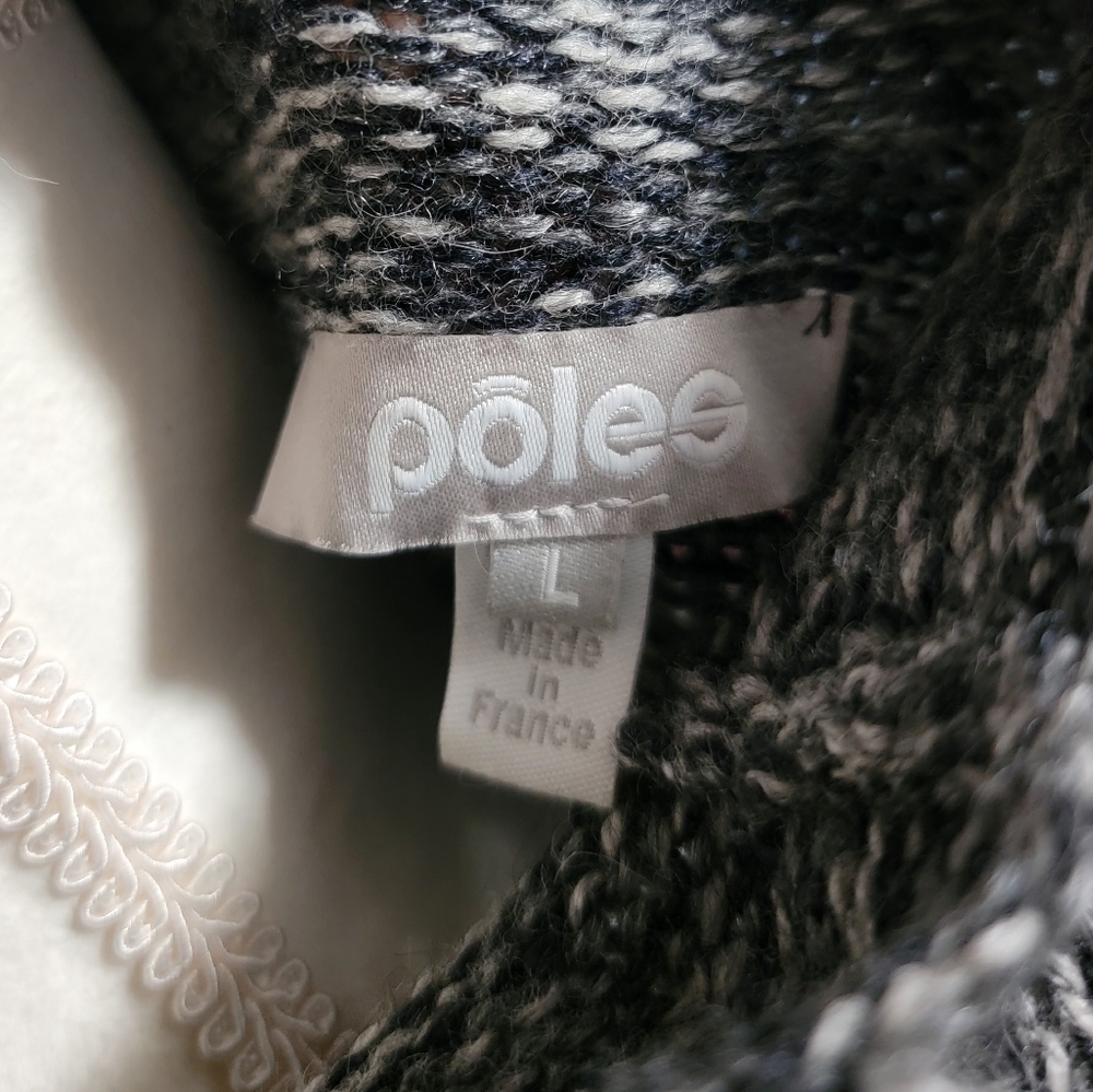 Poles Alpaca Silk Long Cable Knit Mock High Neck Tunic Sweater Vest Large - Picture 12 of 13